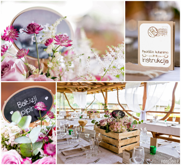 Vestuvių dekoras Rustic tema